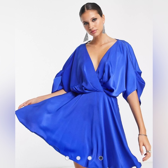 ASOS Royal Blue Wrap Dress - Picture 1 of 6